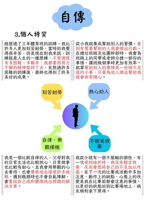 113普大_學習歷程自述_國立臺東大學_體育學系(遊憩運動學群)