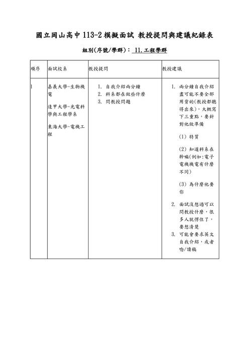 113模擬面試題庫-工程學群 113模擬面試題庫-工程學群