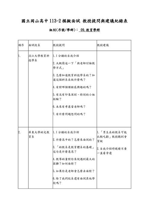 113模擬面試題庫-教育學群 113模擬面試題庫-教育學群