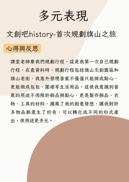 南華大學文化創意產業管理學系多元表現及學習歷程自述