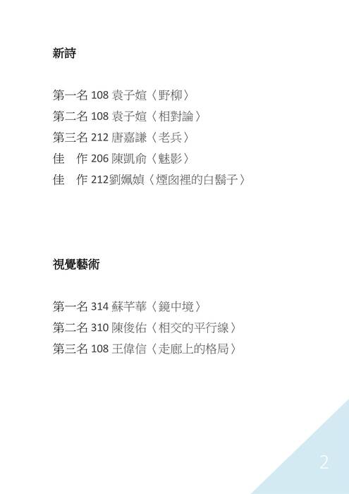 第52屆岡山高中文藝獎得獎作品