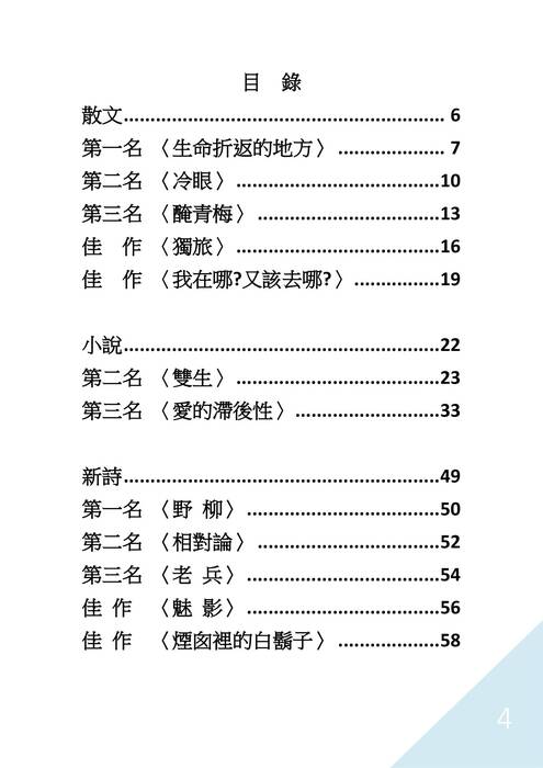 第52屆岡山高中文藝獎得獎作品